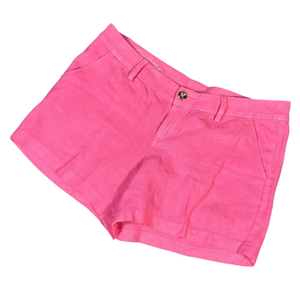 Lilly Pulitzer Calla Shorts Womens 12 Pink 100% Linen Style 20249
